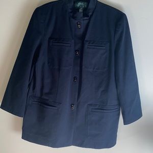 Ralph Lauren plus size jacket/blazer dark blue leather collar